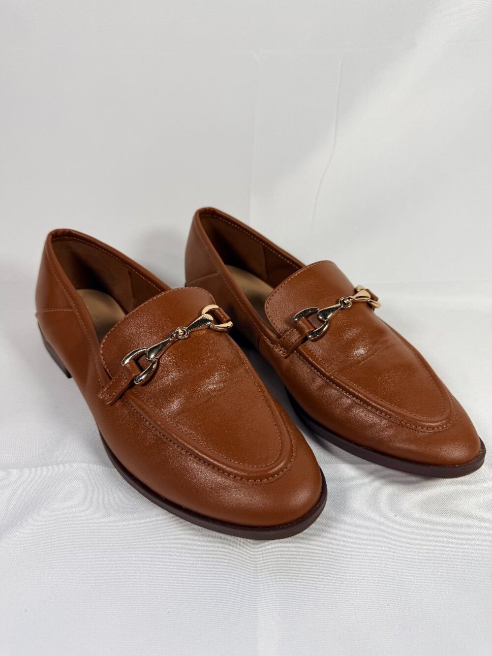 Loft Brown Slip On Loafers Gold Bucket Flats Women’s Size 6.5M